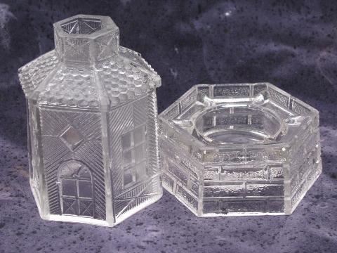 photo of light house pressed glass fairy candle lamp, lighthouse pattern #2