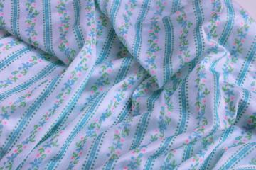 catalog photo of light soft poly tricot fabric, granny style floral stripe print retro 80s vintage