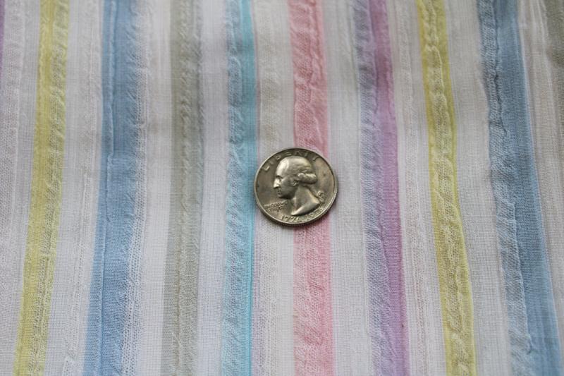 photo of lightweight gauzy cotton fabric w/ pastel stripe, cool breezy material for summer sewing #2