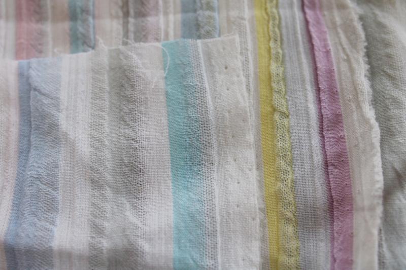 photo of lightweight gauzy cotton fabric w/ pastel stripe, cool breezy material for summer sewing #3