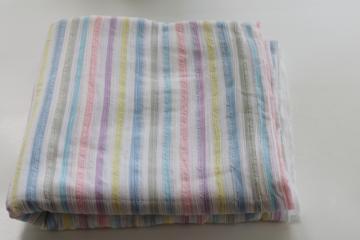 catalog photo of lightweight gauzy cotton fabric w/ pastel stripe, cool breezy material for summer sewing