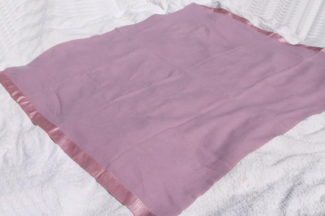 photo of lilac lavender purple wool blanket, 1950s vintage warm wooly bed blanket  #4