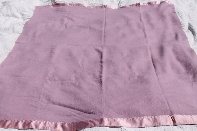 photo of lilac lavender purple wool blanket, 1950s vintage warm wooly bed blanket  #6