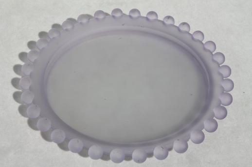 photo of lilac mist pale lavender frosted glass vanity table perfume tray w/ beaded edge #1
