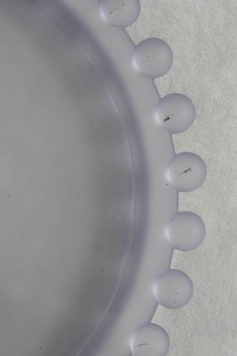 photo of lilac mist pale lavender frosted glass vanity table perfume tray w/ beaded edge #2
