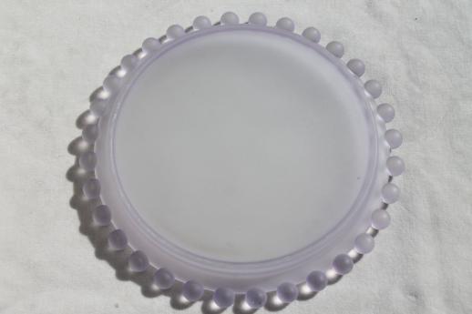 photo of lilac mist pale lavender frosted glass vanity table perfume tray w/ beaded edge #3