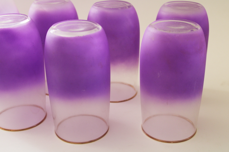 photo of lilac purple vintage Blendo glass cocktail pitcher & highball tumblers, mod drinking glasses set  #11