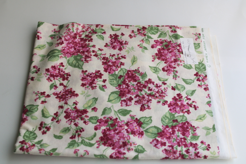 photo of lilacs floral print fabric, vintage Marcus Bros Karen Jarrar print quilting cotton  #1
