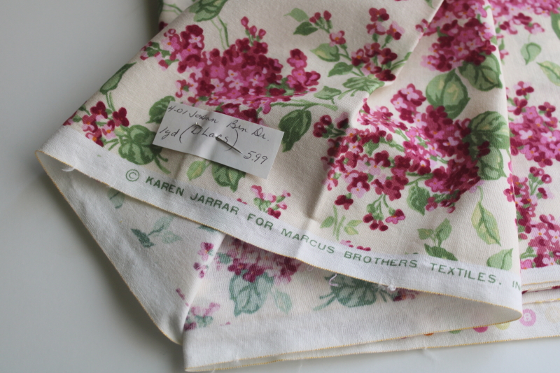 photo of lilacs floral print fabric, vintage Marcus Bros Karen Jarrar print quilting cotton  #2