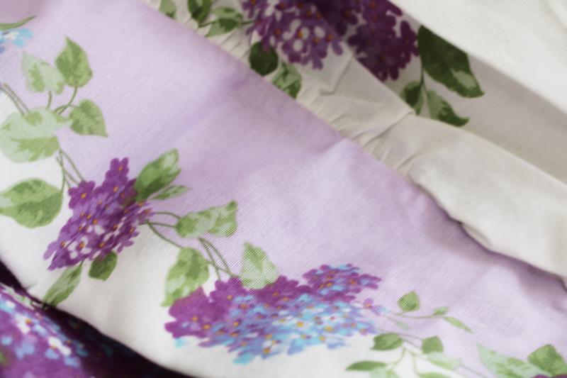 photo of lilacs print cotton pillow shams and curtain panels w/ lavender sheers, vintage granny chic  #6