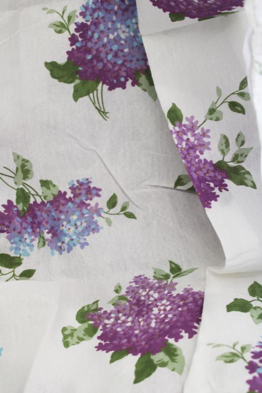 photo of lilacs print cotton pillow shams and curtain panels w/ lavender sheers, vintage granny chic  #7