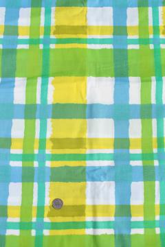 catalog photo of lime green, aqua blue, yellow plaid print vintage cotton fabric 