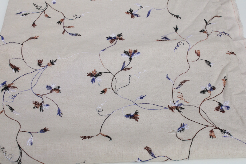 photo of linen color washed cotton fabric w/ machine embroidered floral lagenlook style #1