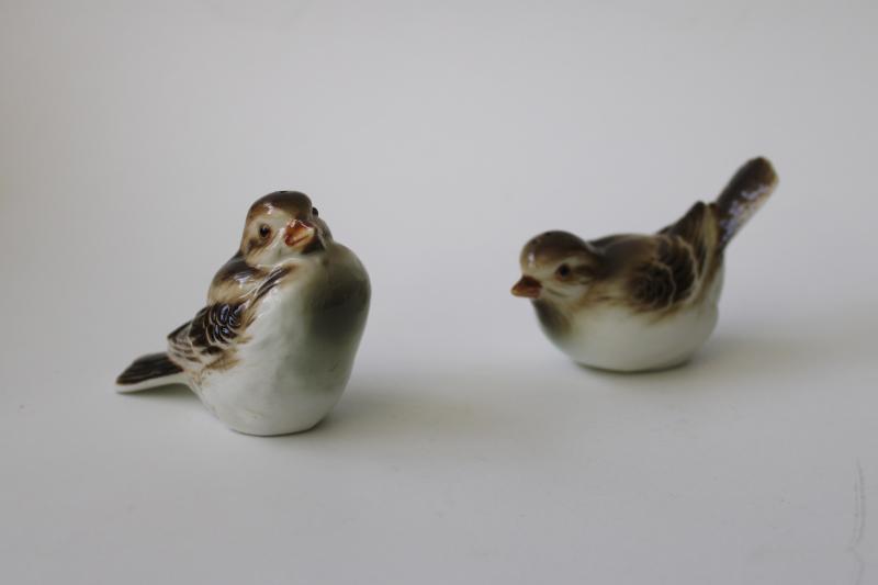 photo of little brown birds pair of sparrows S&P set, vintage china salt and pepper shakers #1