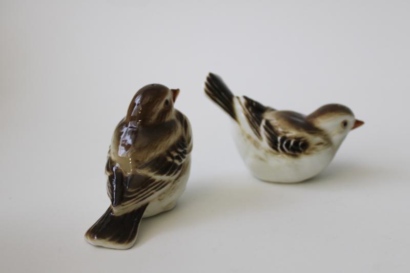 photo of little brown birds pair of sparrows S&P set, vintage china salt and pepper shakers #2