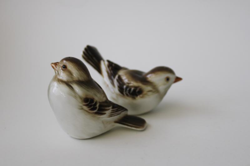 photo of little brown birds pair of sparrows S&P set, vintage china salt and pepper shakers #3