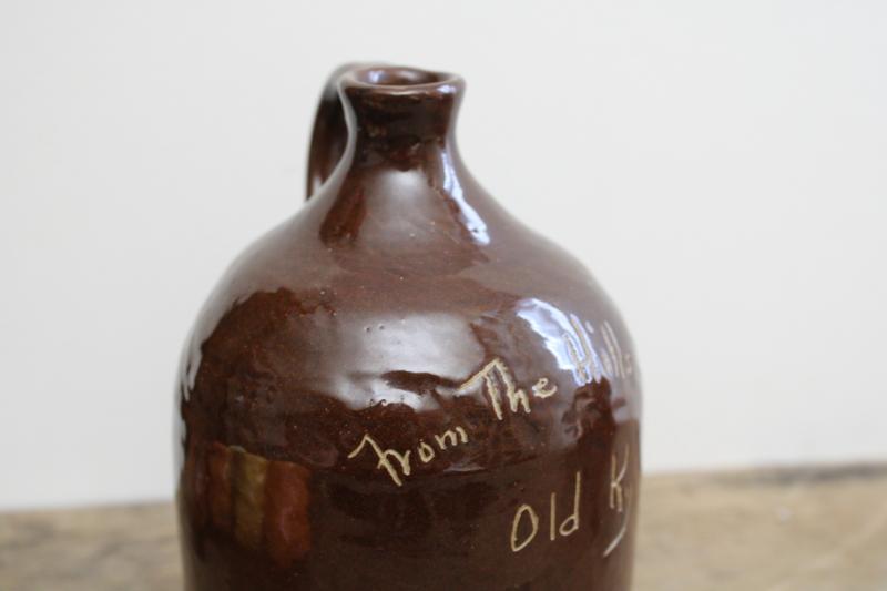 photo of little brown jug, vintage pottery moonshine jar from the Hills of Old Kentucky #2