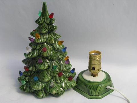 photo of little ceramic table-top Christmas tree, retro vintage light-up tree #3