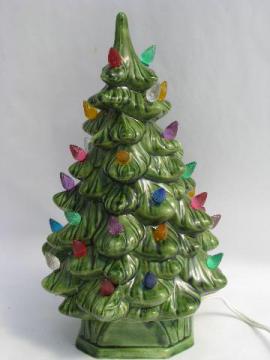 catalog photo of little ceramic table-top Christmas tree, retro vintage light-up tree