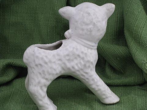 photo of little lamb planter for baby or Easter, vintage USA pottery - McCoy? #3