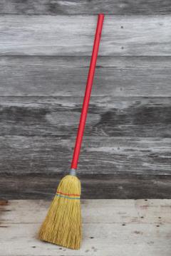 catalog photo of little old corn broom w/ red wood handle, working toy for clean up or play in child's size kitchen