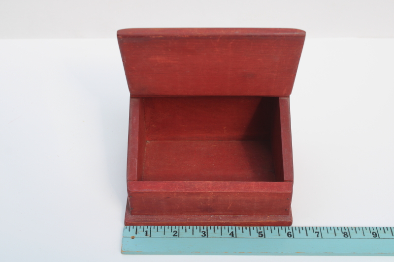 photo of little painted wood desk box shaped like antique desk, primitive vintage doll furniture #6