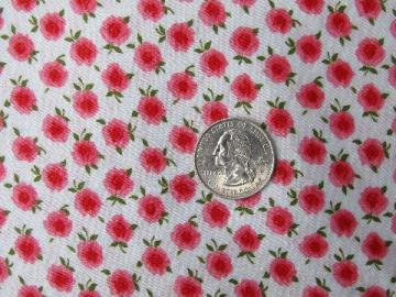 catalog photo of little pink roses floral print cotton sateen fabric, 1950s vintage