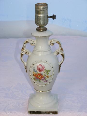 photo of little vintage roses floral china lamp #1