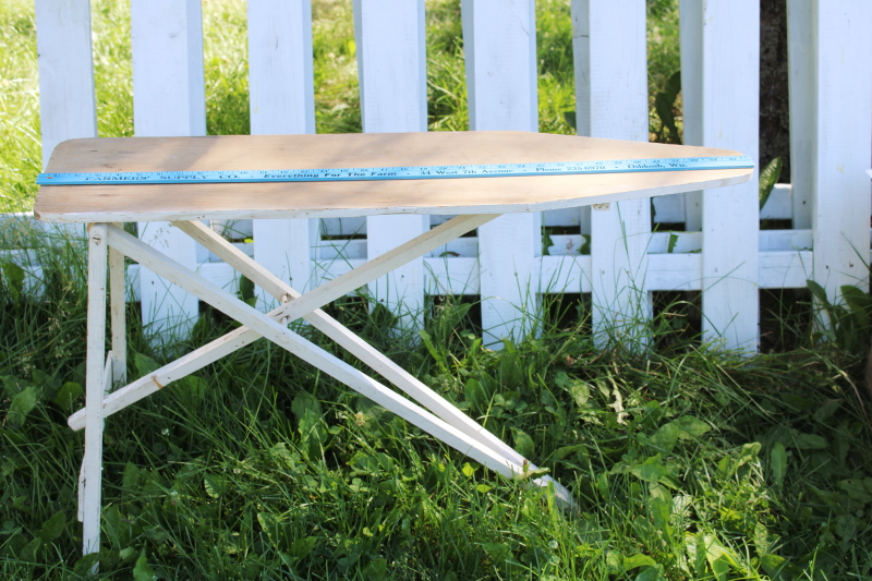 photo of little wood ironing board, folding table w/ shabby old original paint #2
