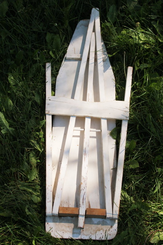 photo of little wood ironing board, folding table w/ shabby old original paint #4