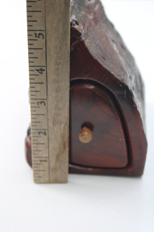 photo of live edge wood log trinket box, woodland gnome home rustic house shape w/ tiny drawer #7