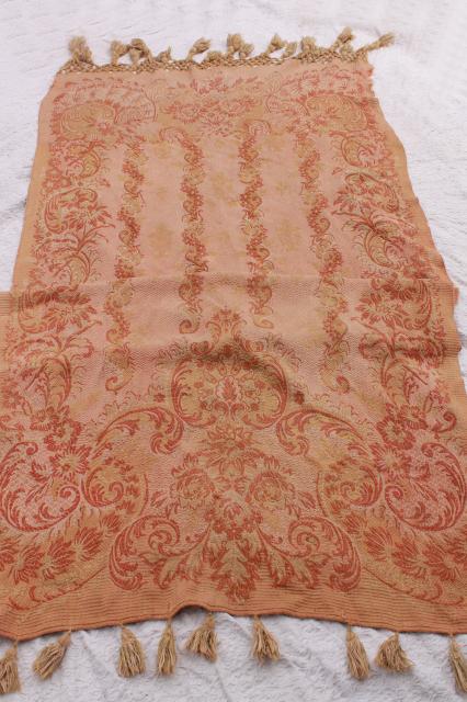 photo of long antique brocade woven cotton runner, drape or lounge cover w/ tassels, bohemian hammock! #1