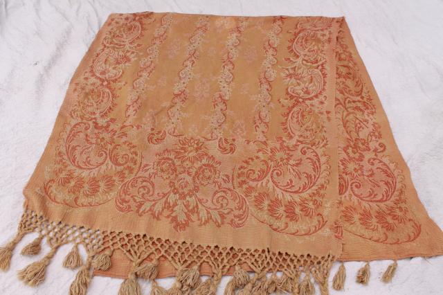 photo of long antique brocade woven cotton runner, drape or lounge cover w/ tassels, bohemian hammock! #6