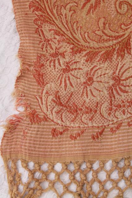 photo of long antique brocade woven cotton runner, drape or lounge cover w/ tassels, bohemian hammock! #12