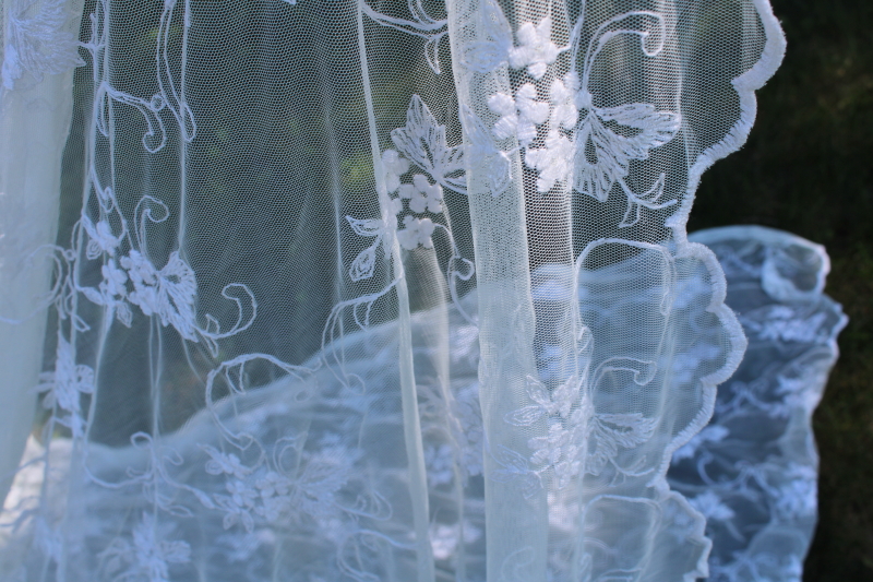 photo of long floaty vintage white lace panels, wedding decor canopy swags or banquet tablecloths #6