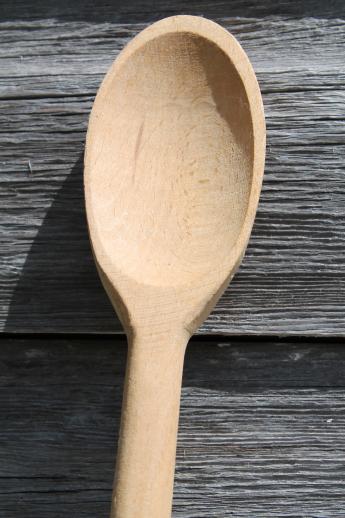 photo of long handled wooden spoon for a huge kettle or soap making pot, primitive vintage wood spoon #2