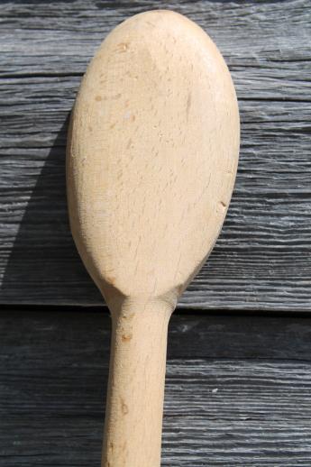 photo of long handled wooden spoon for a huge kettle or soap making pot, primitive vintage wood spoon #3