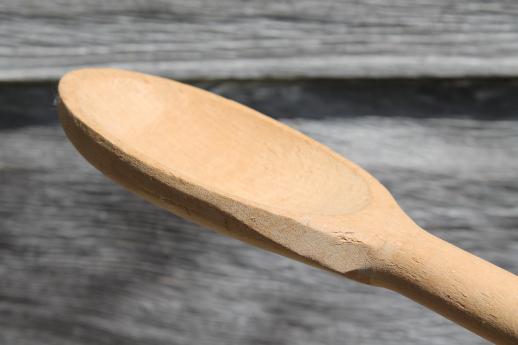 photo of long handled wooden spoon for a huge kettle or soap making pot, primitive vintage wood spoon #4