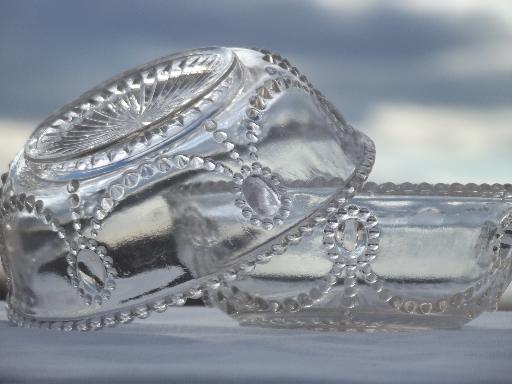 photo of loop and jewel  berry bowls set, antique early 1900s vintage pattern glass #4