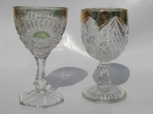 photo of lot 10 antique EAPG goblets, assorted patterns US Glass wine glasses #2