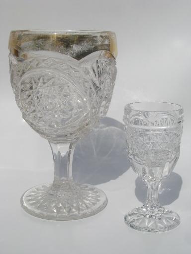 photo of lot 10 antique EAPG goblets, assorted patterns US Glass wine glasses #3