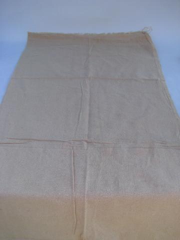 photo of lot 10 old feed sack bags, vintage homespun cotton fabric grain sacks, faded red #3