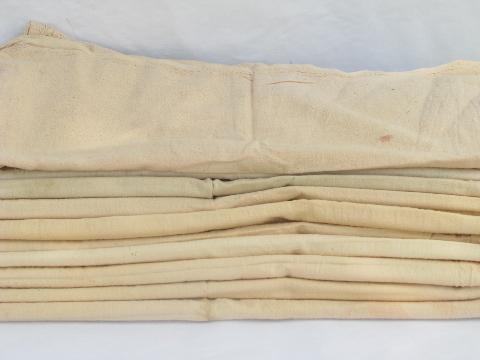 photo of lot 10 old feed sack bags, vintage homespun cotton fabric grain sacks, faded red #1