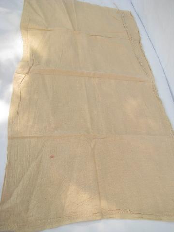 photo of lot 10 old feed sack bags, vintage homespun cotton fabric grain sacks, faded red #2