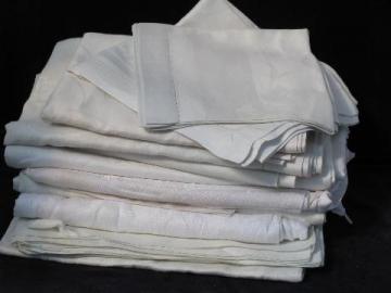 catalog photo of lot 10 vintage antique cotton and linen damask fabric tablecloths