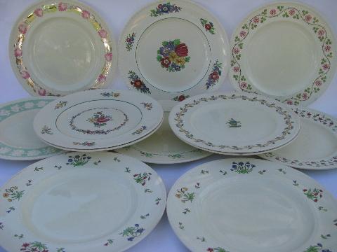 photo of lot 12 antique English china dinner plates, early 1900s Wedgwood patterns #1