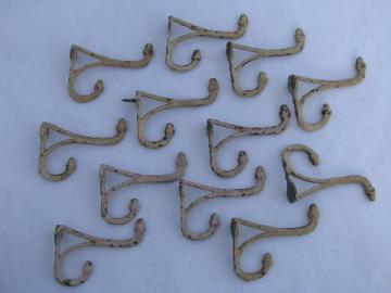 catalog photo of lot 12 antique vintage architectural coat hooks w/ acorn finials & old paint