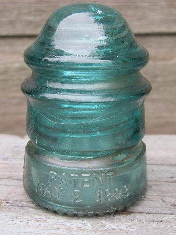 photo of lot 1890s-early 1900s vintage aqua blue glass telegraph insulators #3