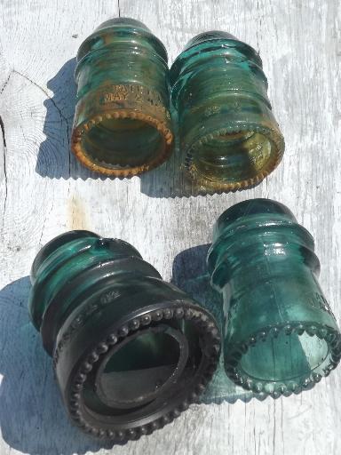 photo of lot 1890s-early 1900s vintage aqua blue glass telegraph insulators #11