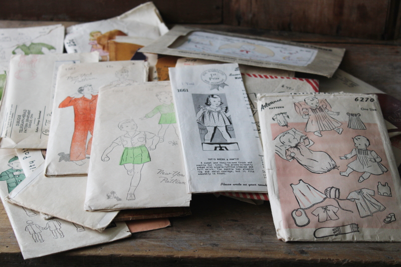 photo of lot 1930s 40s vintage patterns for childrens clothes, little boys & girls toddlers heirloom sewing #1